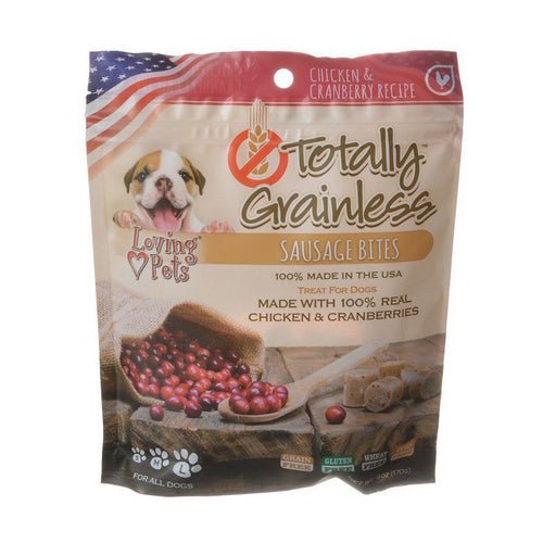 Loving Pets, Totally Grainless Sausage Bites – Chicken & Cranberries, All Dogs