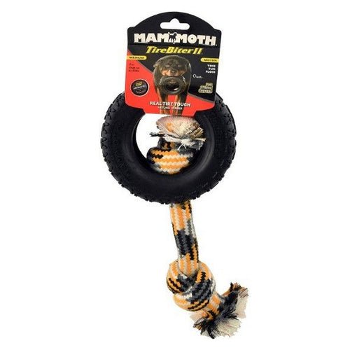 Tirebiter II Dog Toy with Rope Medium 1 count (5″D) by Mammoth Pet Products