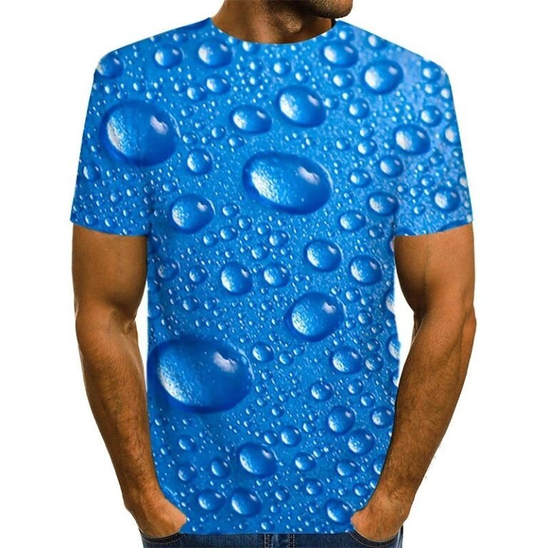 Men T Shirt Graphic 3d Water Pleated Print Short Sleeve Daily Tops Streetwear