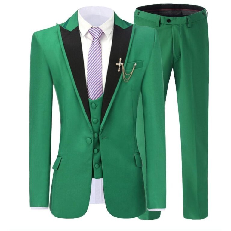 Men’s 3 Piece Suits Slim Fit One Button Blazer Vest Pant Wedding