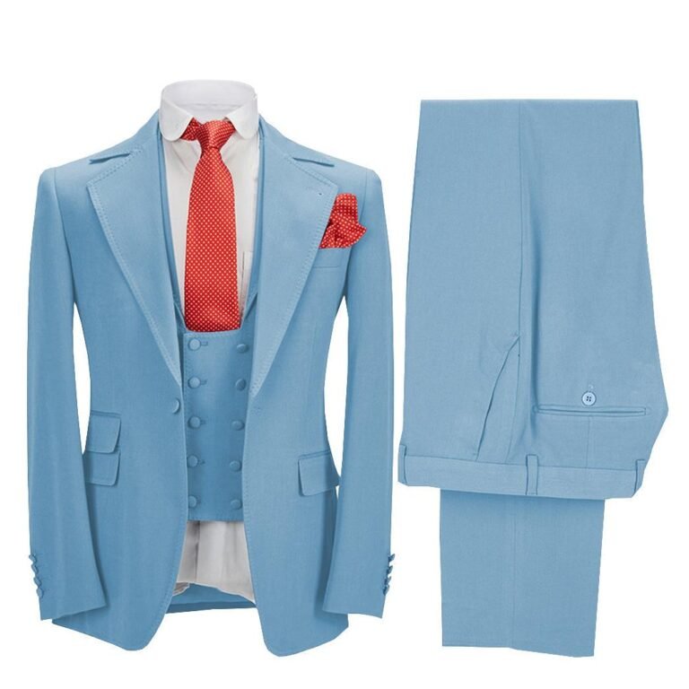 Men’s 3 Pieces Formal Notch Lapel Tuxedos Prom Groomsmen (Blazer+Vest+Pants)