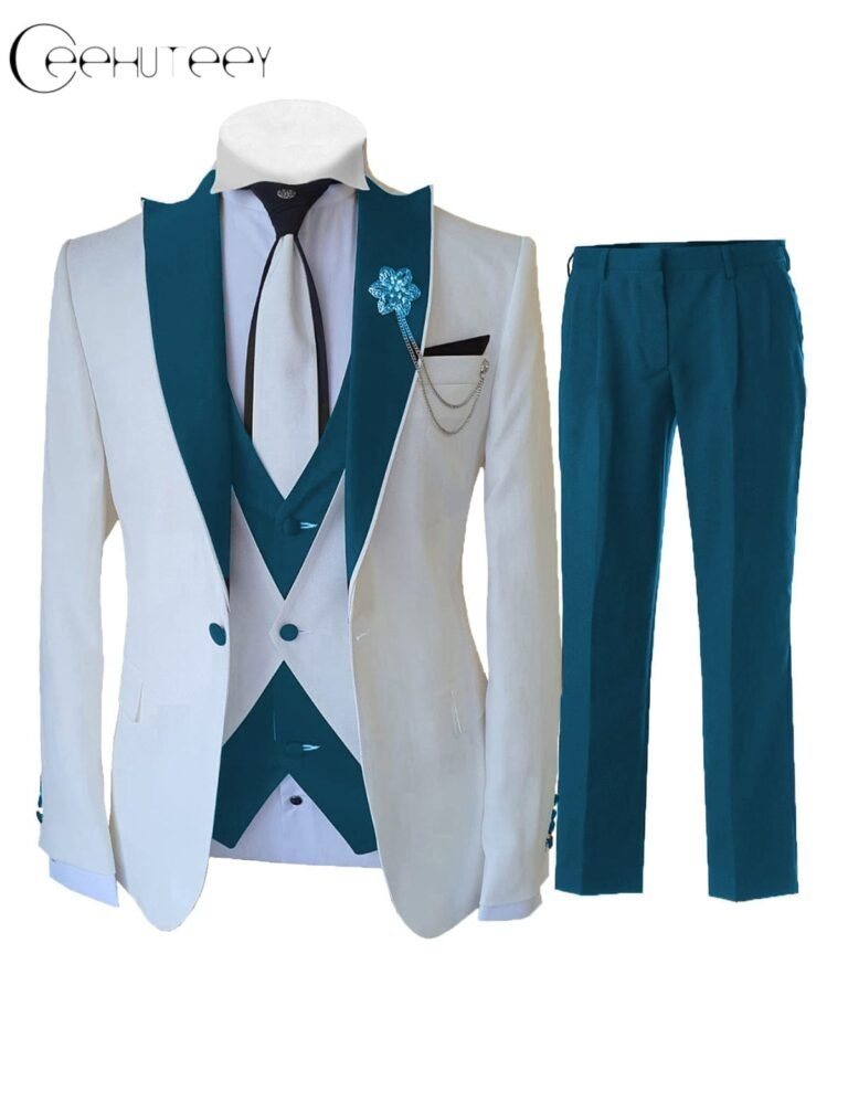 Men’s 3 Pieces Leisure Flat Peak Lapel Tuxedos for Party