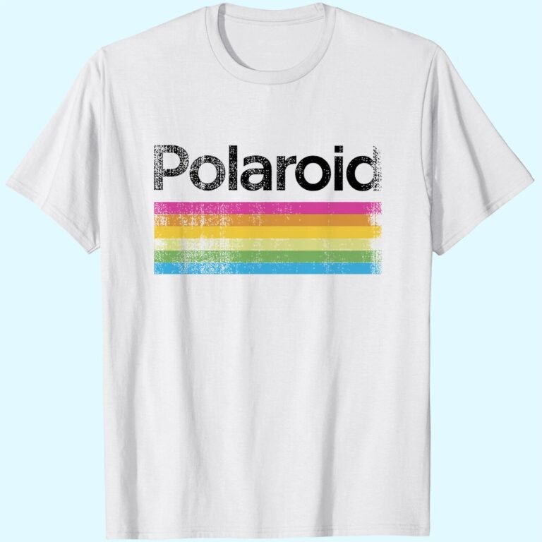Men’s Classic Polaroid Logo Vintage Style Rainbow T-shirt