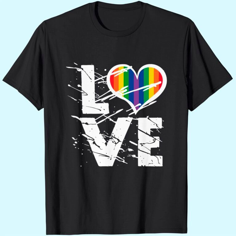 Men’s Love T Shirts Tops Love Rainbow Heart T Shirts Tops Lgbtq Pride