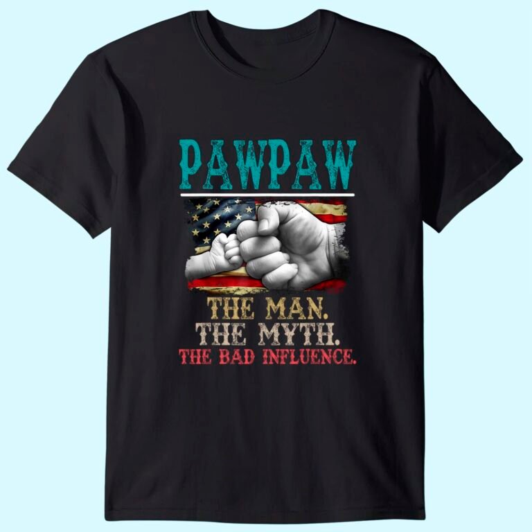 Mens Pawpaw The Man The Myth The Bad Influence American Flag T-shirt