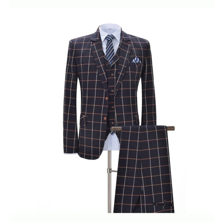 Men’s Plaid 3 Piece Suit Slim Fit Dinner Suit Tuxedo