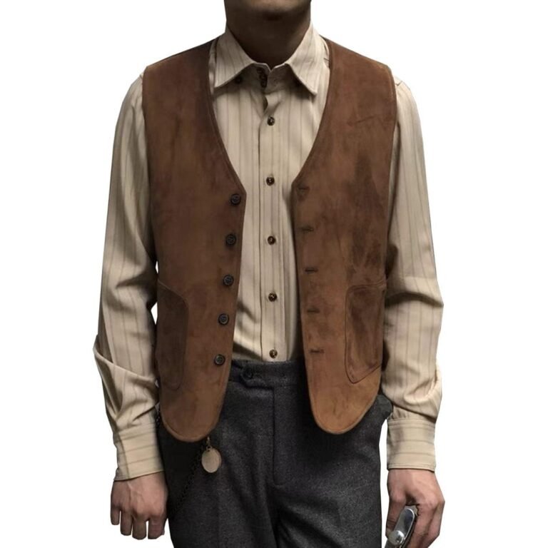 Men’s Suede Cowboy V Neck Denim Jacket Waistcoat