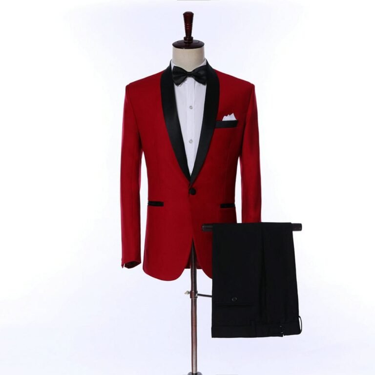 Mens Tuxedo Suits 2 Piece Formal Tuxedo Suit Set Shawl Lapel – 34R / Red