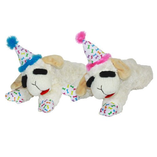 Multipet, Multipet Lamb Chop w/Birthday Hat Dog Toy, 1 Each/10.5 in