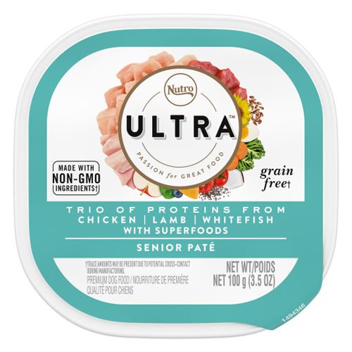 Nutro Products, Inc., Ultra Grain Free Pate Senior Wet Dog Food Trio Of Proteins, 3.5 Oz