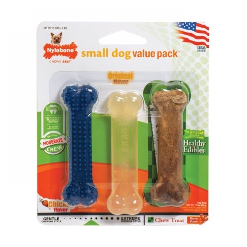 Nylabone, FlexiChew/Heathy Edibles Chew Value Pack Petite, 3 Packets