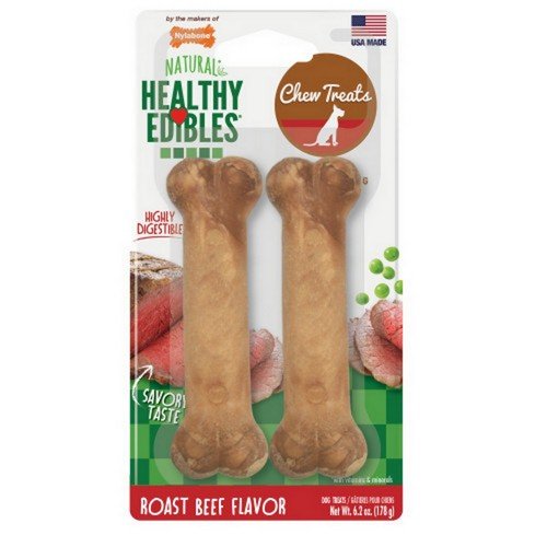 Nylabone, Healthy Edibles All Natural Long Lasting Roast Beef Flavor Chew Treats, 6.2 Oz