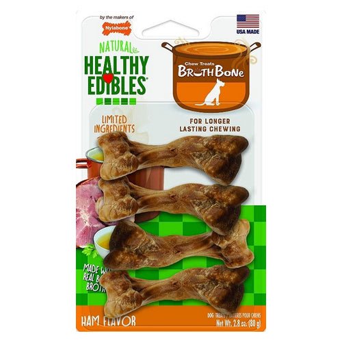 Nylabone, Healthy Edibles Broth Bone All Natural Dog Treats, 2.8 Oz Small / Regular
