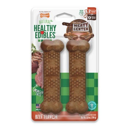 Nylabone, Healthy Edibles Meaty Center Natural Dog Treats, 2 Count (Medium