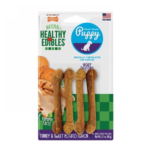Nylabone, Healthy Edibles Sweet Potato & Turkey Puppy Chew Treats Petite, 4 Pieces