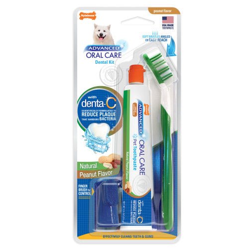 Nylabone, Nylabone Advanced Oral Care Natural Dog Dental Kit, Adult Dog, Peanut Butter, 1