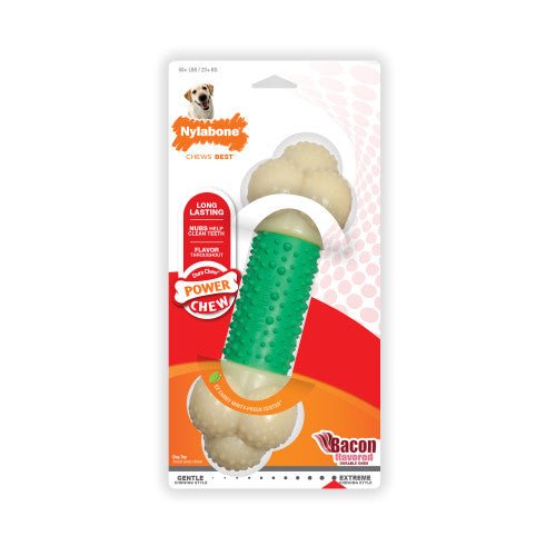 Nylabone, Nylabone Double Action Power Chew Durable Dog Toy, Bacon, 1 Each/XL/Souper (1