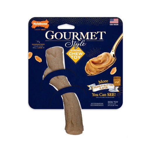 Nylabone, Nylabone Gourmet Style Strong Chew Stick Dog Toy, Stick, Peanut Butter, 1 — Each Medium Wolf Count