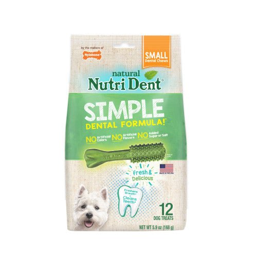 Nylabone, Nylabone Nutri Dent SIMPLE Natural Dental Fresh Breath Flavored Chew Treats, 1 — Each Small 12 Count
