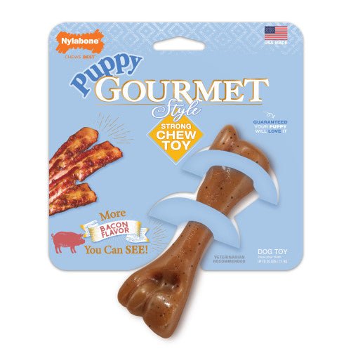 Nylabone, Nylabone Puppy Gourmet Style Strong Chew Toy, Femur, Bacon, 1