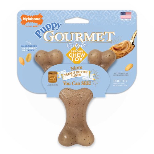 Nylabone, Nylabone Puppy Gourmet Style Strong Chew Toy, Wishbone, Peanut Butter, 1