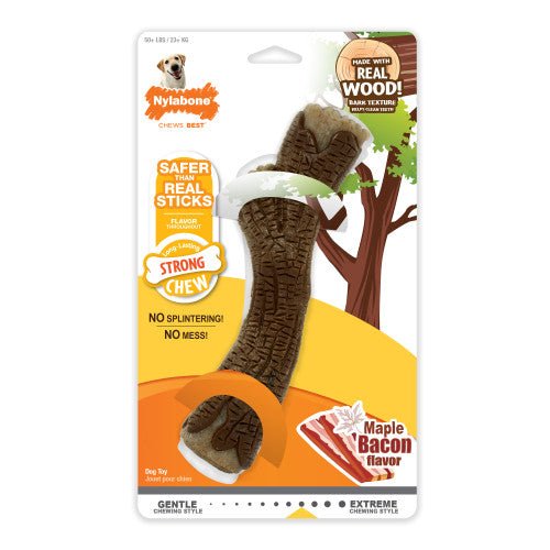 Nylabone, Nylabone Real Wood Stick Strong Dog Stick Chew Toy, Maple Bacon, 1 — Each Xl Souper Count