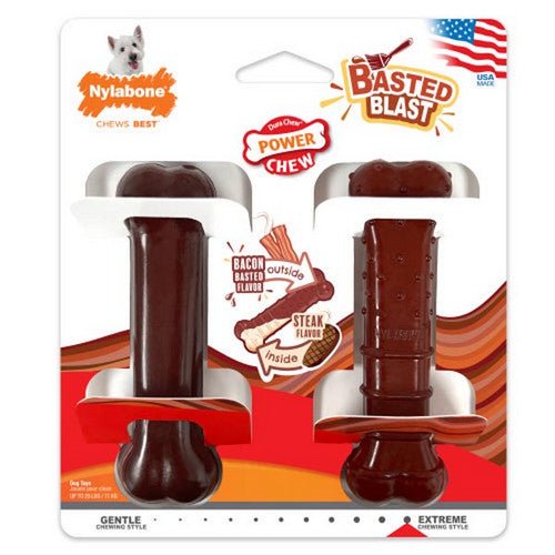 Nylabone, Power Chew Basted Blast Dual Flavored Dog Chew Toys, 1 Count (Small