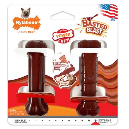 Nylabone, Power Chew Basted Blast Dual Flavored Dog Chew Toys, 1 Count (XS