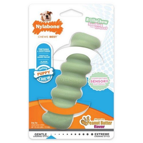 Nylabone, Sensory Material Puppy Teething Toy Peanut Butter, 1 Count / Up To 25 Lbs