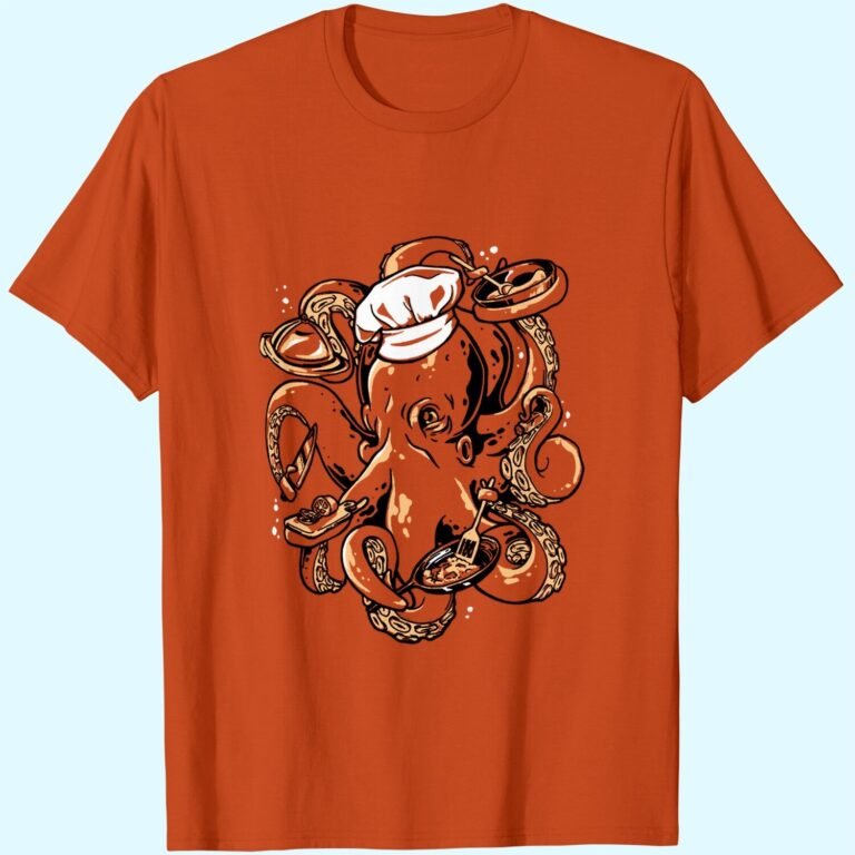 Octopus Chef, Restaurant Joke Kitchen Staff Cooking Humor Cute Graphic T-shirt