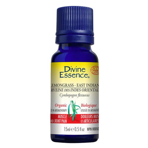 Organic Essential Oil Lemongrass East Indian 15 Ml by Divine Essence