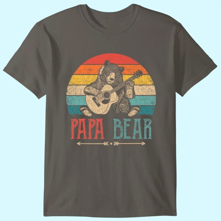Papa Bear Funny Guitar T-shirt For Men