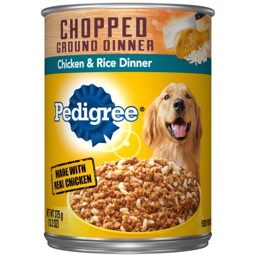 Pedigree, Pedigree Chopped Ground Dinner Adult Wet Dog Food, Chicken & Rice, 12Each/13.2