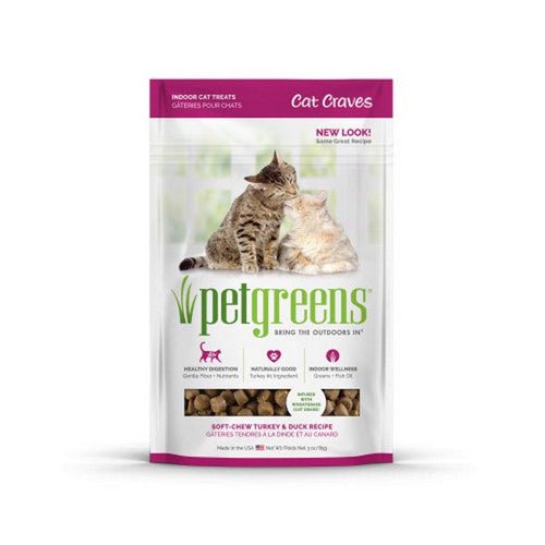 Pet Greens, Cat Craves Semi Moist Soft Cat Treats Turkey and Duck, 1 Count / 3 Oz