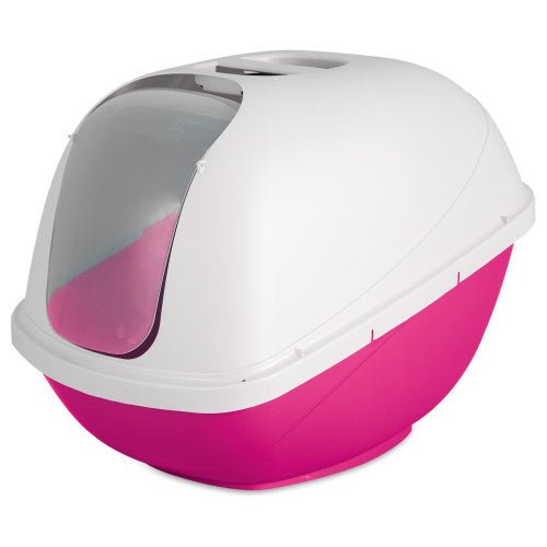 Petmate, Petmate Basic Hooded Cat Litter Box, Hot Pink Base/Pearl White Hood, 1 Each/Large