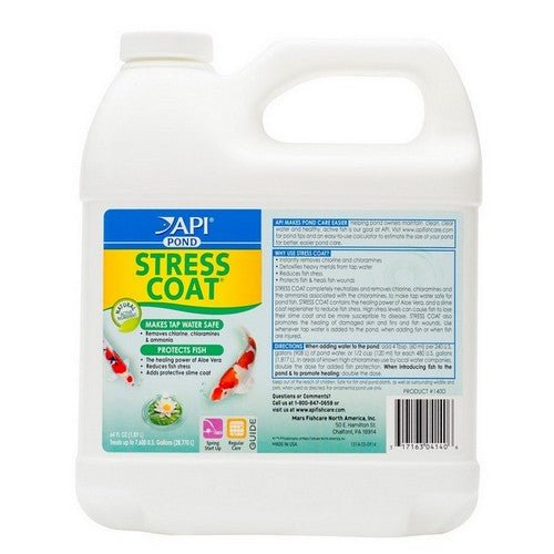 Pond Care, Stress Coat Plus Fish & Tap Water Conditioner for Ponds, 64 oz (Treats 7,680