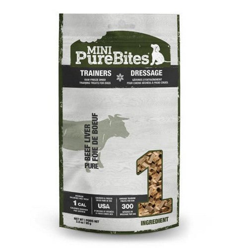 PureBites, Mini Trainers Pure Dog Treats Beef Liver, 1 Count (3 Oz / Freeze Dried )