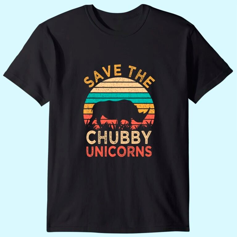 Save The Chubby Unicorns Vintage Funny Rhino Animal Rights T-shirt