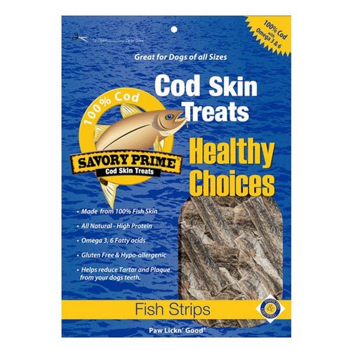 Savory Prime, Cod Skin Strips Dog Treat, 1 Count / 4 Oz (Strip)