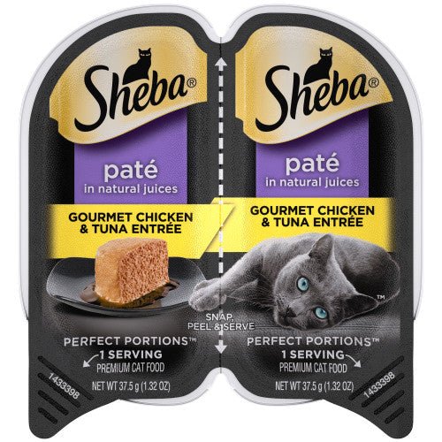 Sheba, Sheba Perfect Portions Pate Wet Cat Food, Gourmet Chicken & Tuna, 24 Each/2.6 Oz