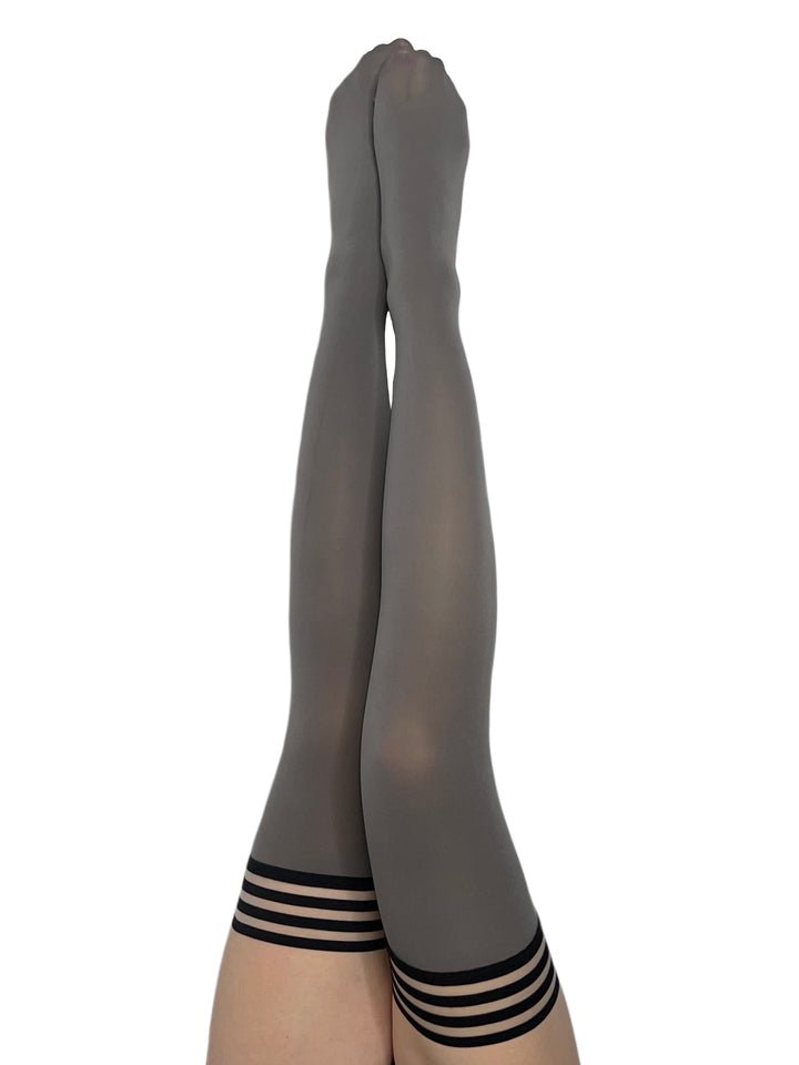 Sierra: Grey Opaque Thigh Highs