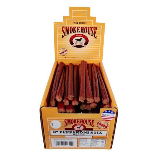 Smokehouse Pepperoni Stix 8″ Dog Treat with Display Box 60 Count by Smokehouse