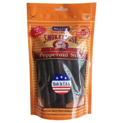 Smokehouse Pepperoni Stix Dog Treats 8″ 8 oz by Smokehouse
