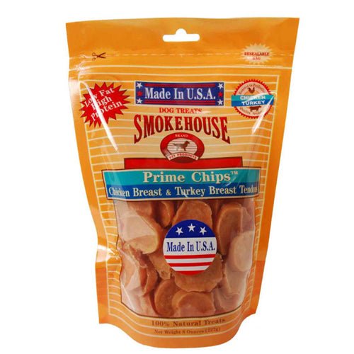 Smokehouse, Prime Chips Dog Treats Chicken Turkey, 8 Oz