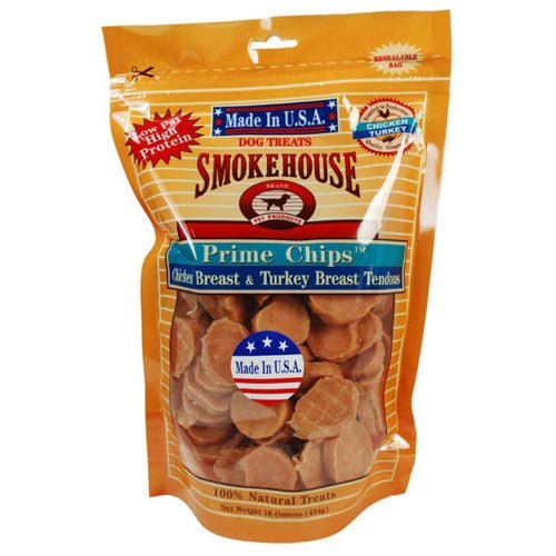 Smokehouse, Prime Chips Dog Treats Chicken Turkey, Chicken & Turkey, 1 Each/16 Oz
