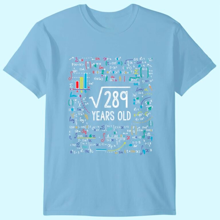 Square Root Of 289 17th Birthday 17 Year Old Gifts Math Bday T-shirt