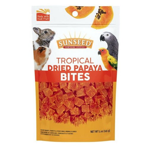 Sunseed, Sunseed Tropical Dried Papaya Bites for Birds and Small Animals, 5 oz