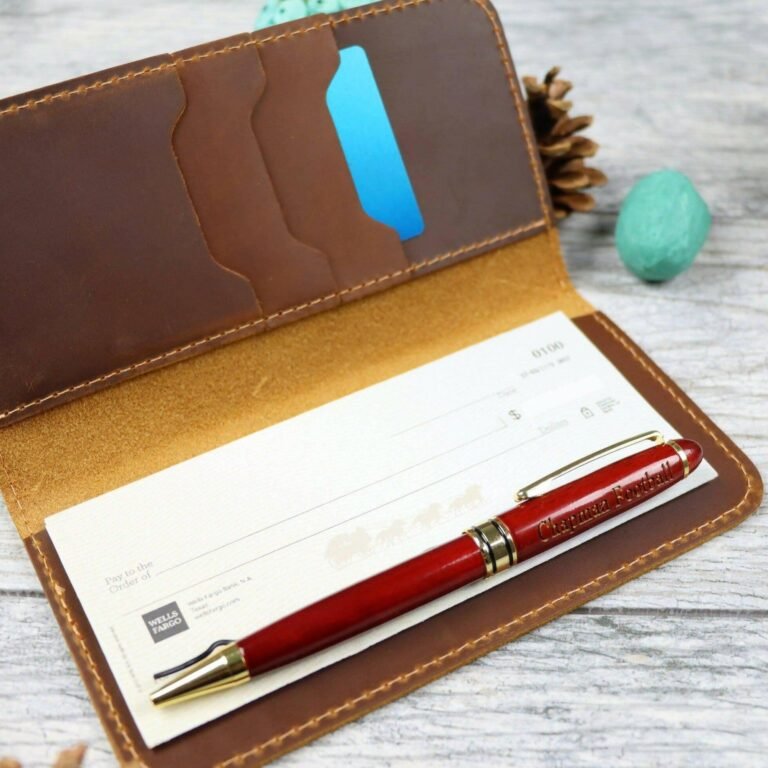 Leather Checkbook Wallet , Real Leather, Same Day Shipping, Free Shipping US
