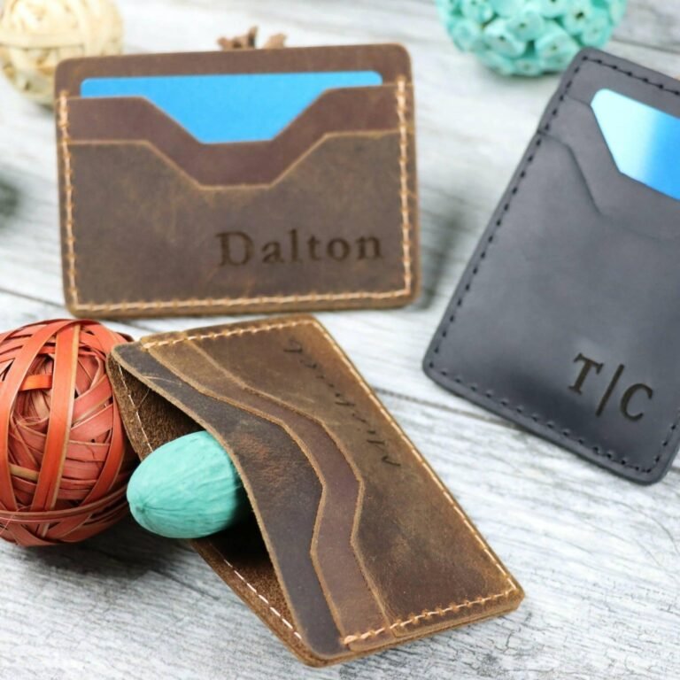 Minimalist Leather Card Wallet , Real Leather, Same Day Shipping, Free Shipping US