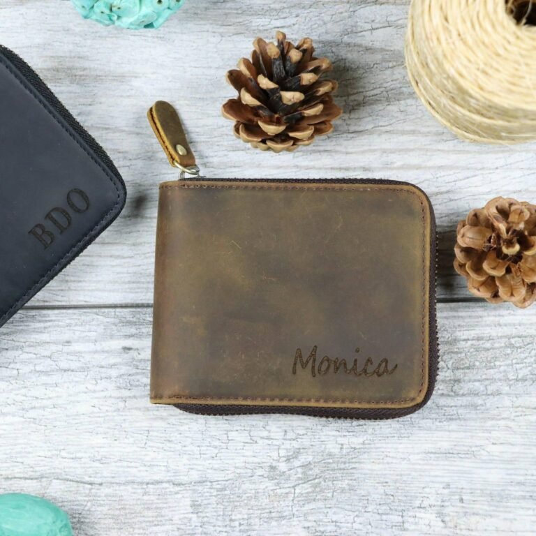Women’s Leather Zipper Wallet , Real Leather, Same Day Shipping, Free Shipping US